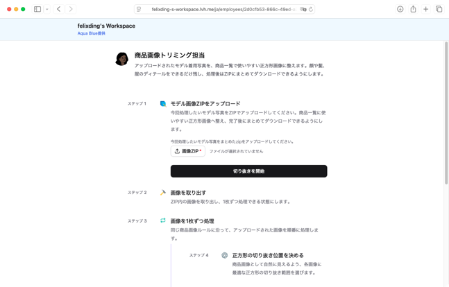 公開実行画面の例 公開実行画面の例
