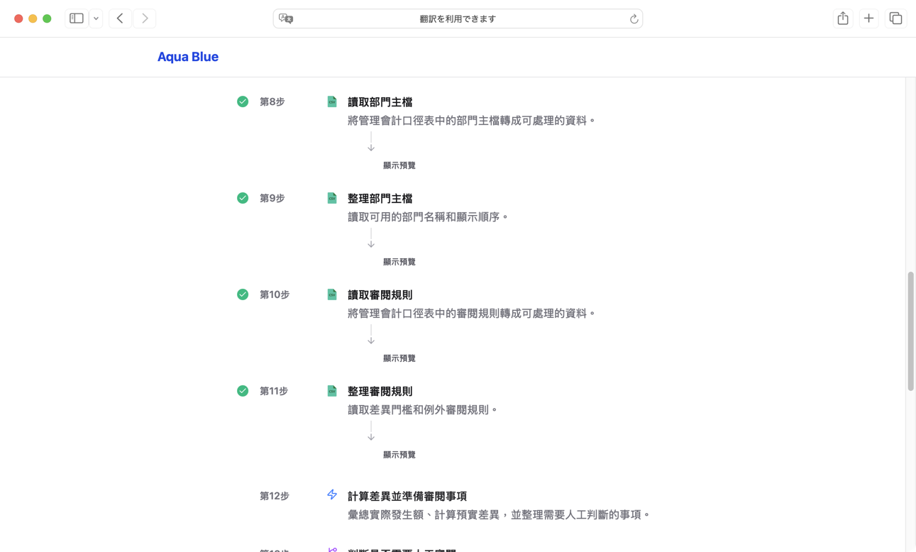 Aqua Blue按步驟執行工作流程 Aqua Blue按步驟執行工作流程